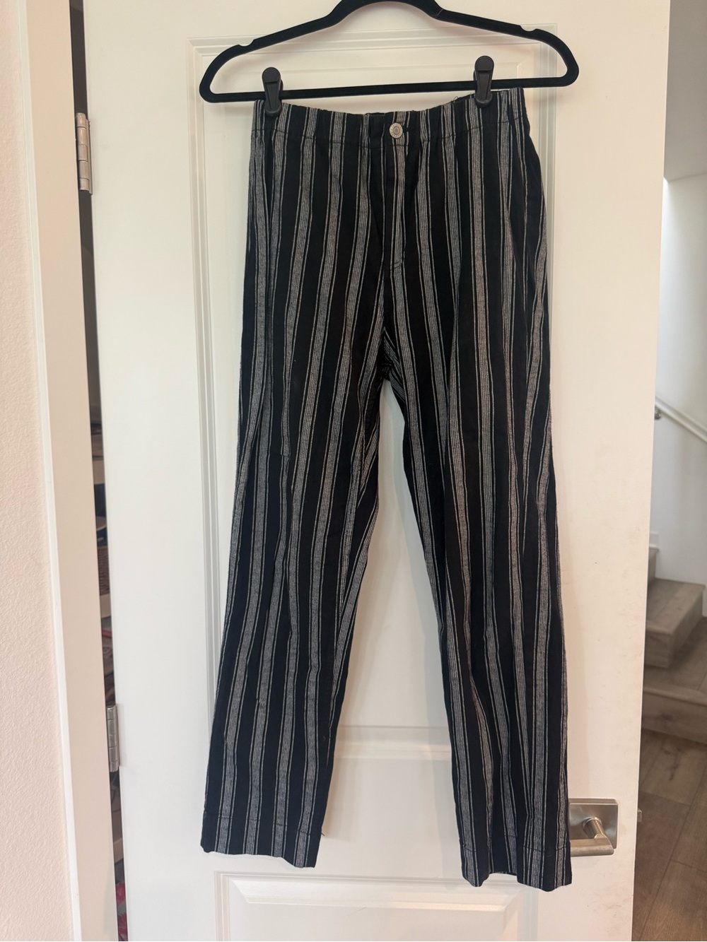 Brandy Melville Black and White Vertical Stripe Trousers